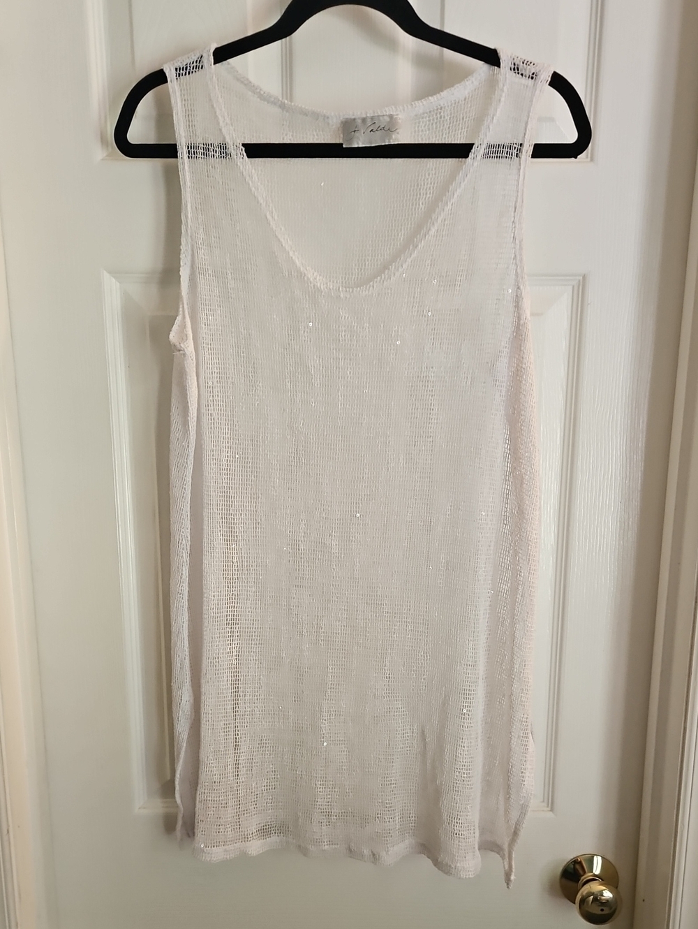 XL White Sequin Sheer Cover Up